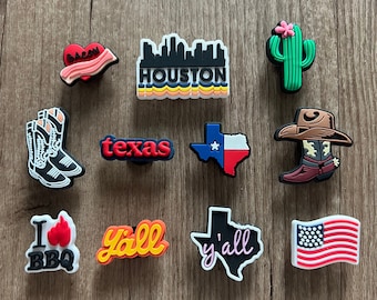 Texas Themed Shoe Charm - The Lone Star State Charm - Texas State Shoe Pins for Clogs - Cowboy Shoe Charms - Perfect Birthday Gift