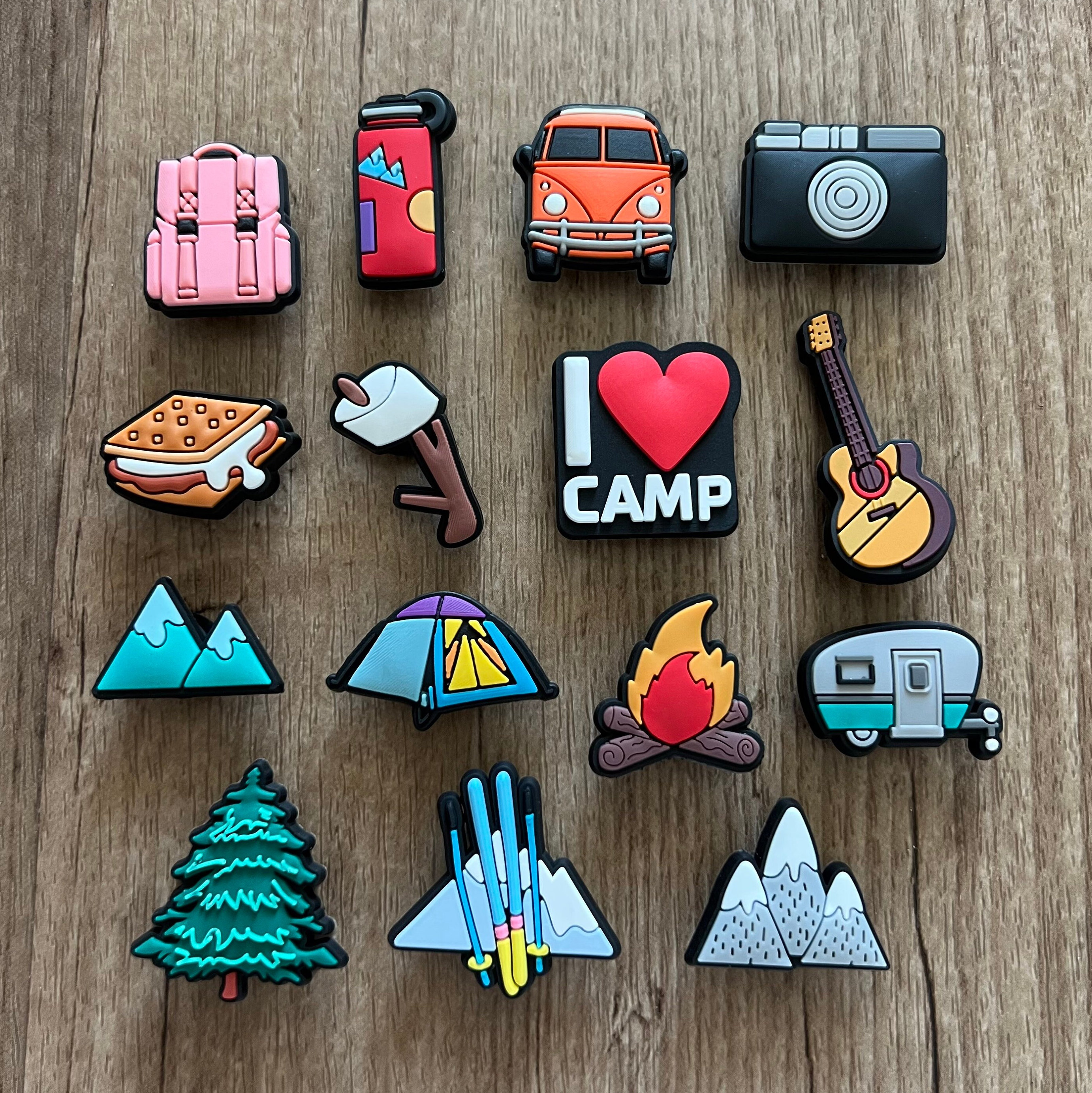 Camping Themed Shoe Charm - Hiking Shoe Charms - Ski Shoe Charms - Camper Shoe Charms - Shoe Charms for Kids - Gift for him - Gift for her