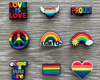 LGBTQ+ Shoe Charm - Pride Shoe Charms - Rainbow Themed Shoe Charms - Perfect Birthday Gift - Party Favors - Stocking Stuffer