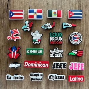Mexican Hispanic Shoe Charms - Latino Shoe Charms - Dominican Shoe Clips - Puerto Rico Shoe charm -Shoe Accessories - Party favors