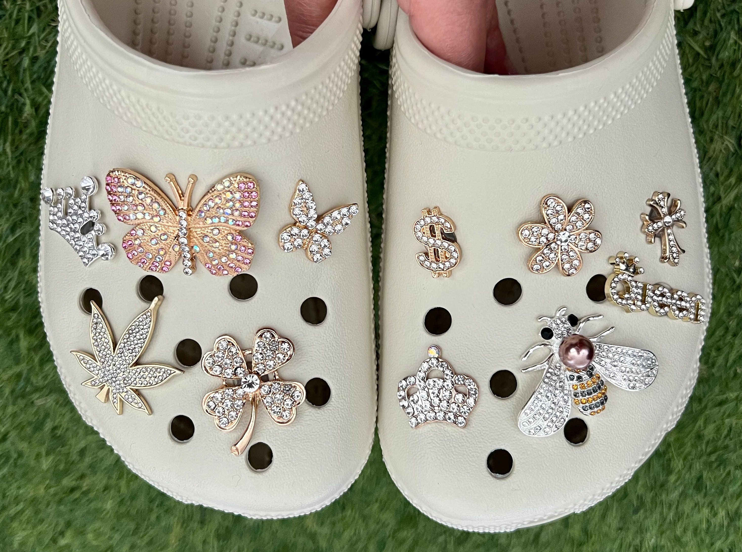 1set Croc Sandals Crystal Diamond Accessories DIY Shoes Charms Decor Girls Gift - Foto 11