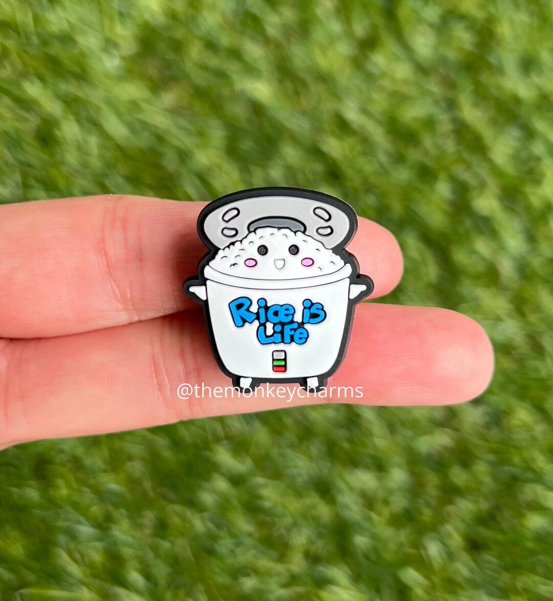 Rice is Life Shoe Charm Rice Cooker Shoe Charm Asian Croc Charm Rice