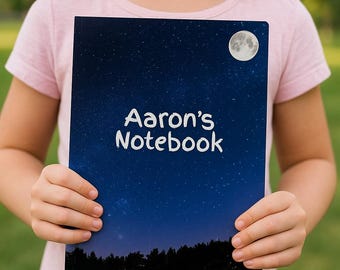 Personalized Starry Night Journal with Moon & Stars – For Older Kids, Pre-Teen, Teenager Notebook; Elementary School Supplies