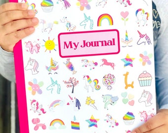 Unicorn Notebook/ Sketchbook for Preschool Girls- Cute Personalized Pink Cover with Butterflies; Rainbows; Drawing Pad; Writing Practice;