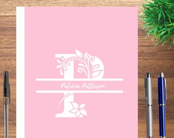 Monogram Letter Notebook for Women/Girls- Personalized Name Journal and Diary for All Ages; Custom Color Scheme