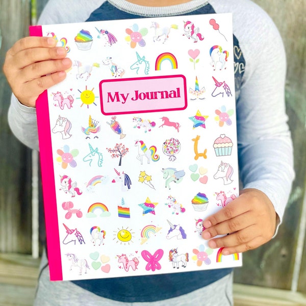 Unicorn Notebook/ Sketchbook for Preschool Girls- Cute Personalized Pink Cover with Butterflies; Rainbows; Drawing Pad; Writing Practice;