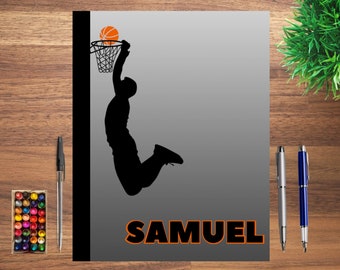 Basketball Notebook Custom for Boys- Playbook, Sketchbook, Drawing, Notebook for Preschool, Elementary School Kids, Paperback Cover