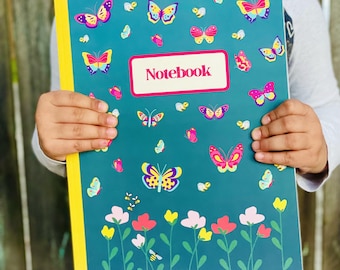 Butterfly and Flower Personalized Notebook for Preschool Girls; Sketchbook; Composition Notebook; Personal Diary; Gift for Kids