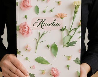 Custom Floral Notebook for Women •Bridesmaid Gift Idea• Personalized Name Journal• Cute Aesthetic Notebook• Bridesmaid Personalized Book