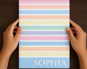 Pastel Colorful, Rainbow Personalized Notebook for Women; Sketchbook; Composition Notebook; Personal Diary; Gift for Kids; Bridesmaids Gift