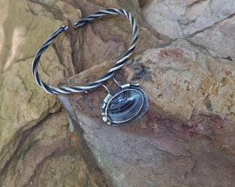 Twisted Bracelet - Gray Banded Agate set in Sterling Silver