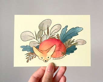Print - Fox, Nature Illustration, Digital Print With Watercolor Texture