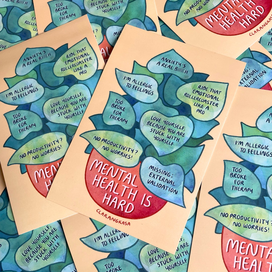 Relatable Stickers Help Sticker Sheet - Mental Health is Hard, Relatable Funny Stickers With ...
