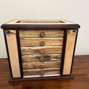 ON SALE UNTIL September 6th Spalted Maple, Tamarind, and Walnut, large jewelry box.