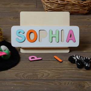 Personalized Name Puzzle with FREE ENGRAVING Christmas Gift For Kids Toddler Toys First Birthday Gift Wooden Puzzle Baby Shower image 1