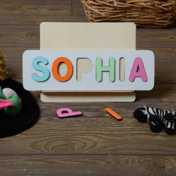 Personalized Name Puzzle - Christmas Gift For Kids - Toddler Toys - First Birthday Gift - Wooden Puzzle - Baby Shower