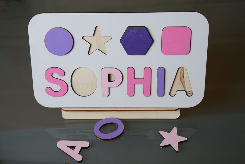 Personalized Name Puzzle with FREE ENGRAVING Christmas Gift For Kids Toddler Toys First Birthday Gift Wooden Puzzle Baby Shower image 5