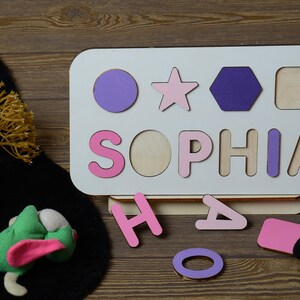 Personalized Name Puzzle with FREE ENGRAVING Christmas Gift For Kids Toddler Toys First Birthday Gift Wooden Puzzle Baby Shower image 4