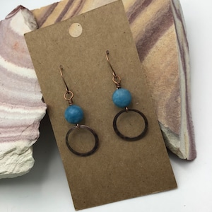 Glass Bead and Antique Copper Earrings