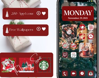 Christmas Aesthetic IOS 14/15 App Icon Theme Pack. Christmas Wallpaper, Holiday Aesthetic Winter App Icon Set