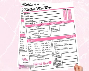 Tumbler Order Form, Modern Simple Tumbler Order Form, Printable Tumbler Invoice Form, Business Invoice, Crafting Order Form, Cricut