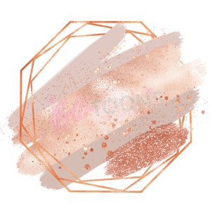 Logo Background Png, Rose Gold png, Foil Glitter frame, Rose Gold Logo, Brush Stroke, Rose Gold Frame, Instant Download