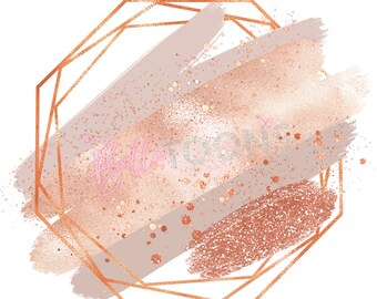 Logo Background Png, Rose Gold png, Foil Glitter frame, Rose Gold Logo, Brush Stroke, Rose Gold Frame, Instant Download
