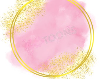 Logo Background Png, Pink Brush Stroke png, Glitter Pink frame, Watercolor clipart, Circle Watercolor Gold, Business Logo, Instant Download