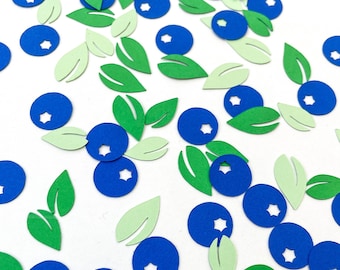 Confetti- Blueberry and Leaves- 295 pieces | Berry First Theme | Fruit Party | Mini Table Decor | Creative Event Supplies |