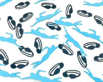 Confetti- Swimmer and Goggles- 145 pieces | Swimming Theme | Sports Party | Team Spirit | Mini Table Decorations | Creative Event Supplies