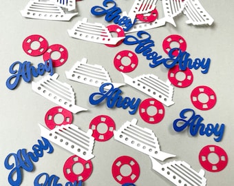 Confetti- Cruise Ship, Life Ring, Ahoy- 140 pieces | Cruising Theme | Summer Party | Mini Table Decor | Creative Event Supplies |