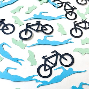 Confettis- Triathlon- 120 pièces | Nager, faire du vélo, courir | Fête de mijoter | Mini Décorations de baskets | Sports d’endurance | Fournitures pour événements créatifs |