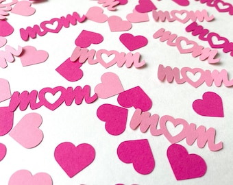 Confetti- Mom Word and  Heart- 120 pieces | Mother's Day Theme | Heart Party | Mini Table Decorations | Creative Event Supplies |