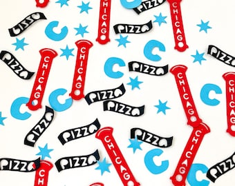 Confetti- Chicago- Pizza,  Theatre Sign, C and stars- 150 pieces | Chicago Theme | Chi- Town Party | City Shower | Mini Table Decorations