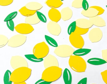 Confetti- Lemon and Leaf- 150 pieces | Main Squeeze Theme | Citrus Party | Bridal Shower | Mini Table Decor | Cute Event Supplies