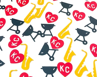 Confetti- Kansas City KC Heart, Saxophone, Grill- 130 pieces | Kansas City Theme | KC Party | Mini Table Decor |