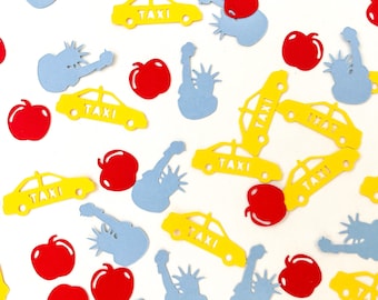 Confetti- New York City- Taxi, Statue of Liberty, Apple- 160 pieces | New York Theme | NYC Party | Mini Table Decor | Event Supplies