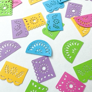 Confetti- Papel Picado or Mexican Party Flags- 75 pieces | Fiesta Theme | Taco Party | Mini Table Decorations | Creative Event Supplies