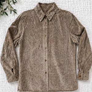Vintage 90s Suede Leather Shirt Jacket Brown Minimalist Shacket Petite Larry Levine Neutral Grunge Soft