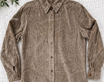 Vintage 90s Suede Leather Shirt Jacket Brown Minimalist Shacket Petite Larry Levine Neutral Grunge Soft
