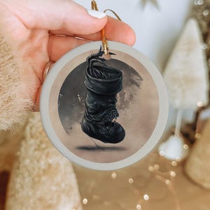 Cursed Stocking Ceramic Ornament: Gothic Horror Halloween Christmas Decor