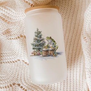 Frog Bongos Glass Tumbler: Quirky Christmas Animal Drinkware