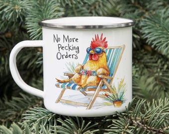Funny Chicken Camping Mug: Rustic Farm Animal Coffee Cup
