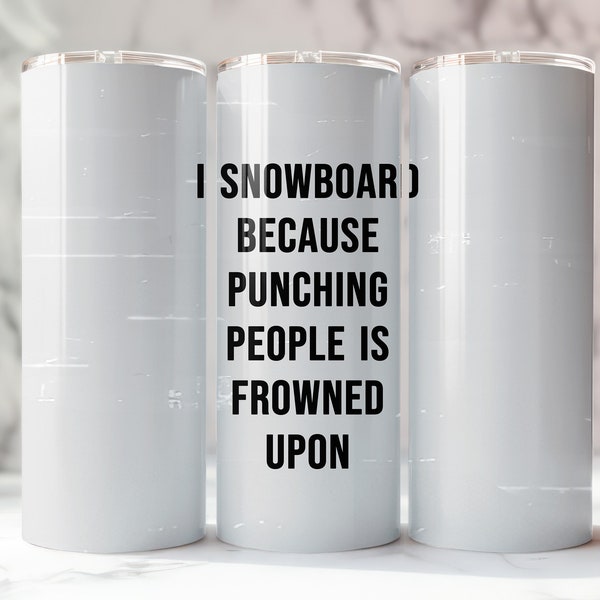 Personalized Metal Tumbler, Snowboard Lover Gift, Punching Humor Mug, Unique Sports Drinkware, Cool Winter Accessory
