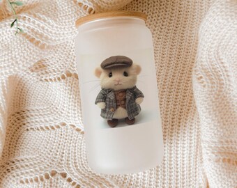 Vintage Hamster Glass Tumbler: Retro Animal Drinkware