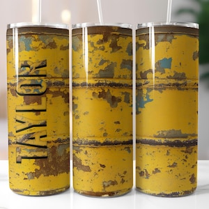 Rusty Metal Barrel Tumbler: Vintage Oil Can Design