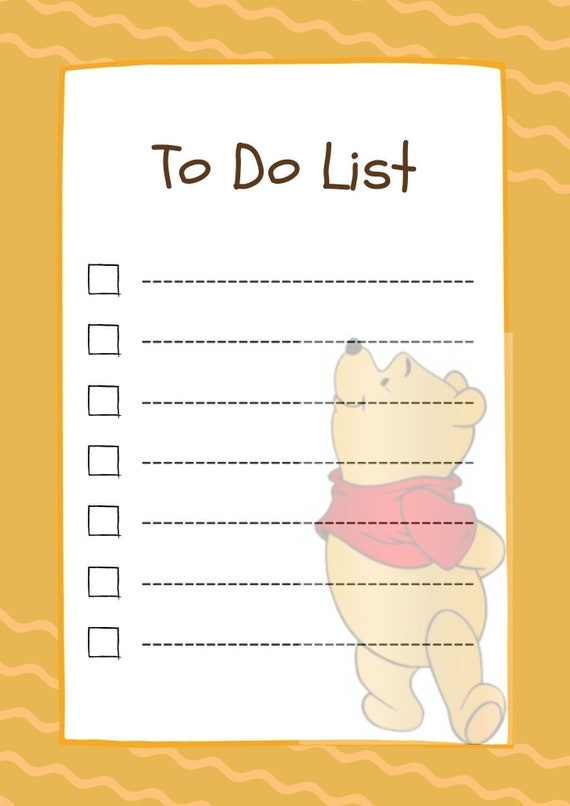 Winnie the Pooh Inspired to Do List Planner Printable PDF - Etsy