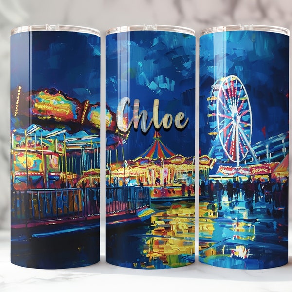 Fair Lights 20oz Personalized Tumbler - State Fair, Night Carnival, Fairground Glow, Evening Fest, Midnight Ride