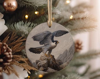 Ceramic Falcon Ornament: Majestic Bird Figurine, Wildlife Decor