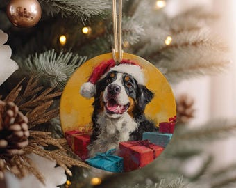 Bernese Mountain Dog Christmas Ornament: Ceramic Holiday Decor